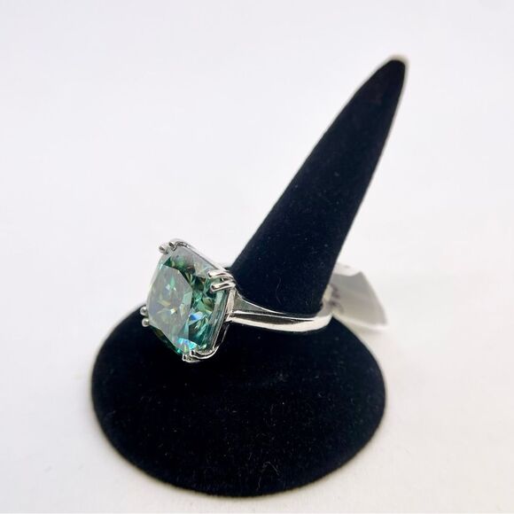 14 Carat Cushion Cut Moissanite Ring Huge Cocktail Statement Wedding Ring - Picture 7 of 11